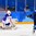 GANGNEUNG, SOUTH KOREA - FEBRUARY 17: Slovakia's Branislav Konrad #42 makes a shootout save off a shot from Slovenia's Jan Mursak #39 during preliminary round action at the PyeongChang 2018 Olympic Winter Games. (Photo by Matt Zambonin/HHOF-IIHF Images)

